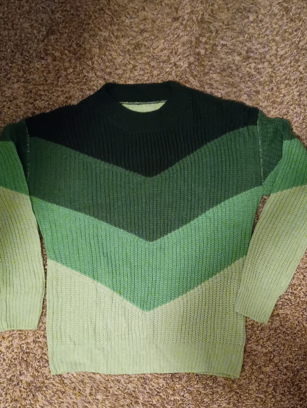 Women's Chevron Knit Sweater - Green Gradient Sz M